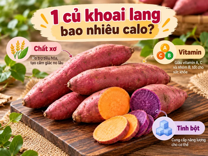 Thành phần dinh dưỡng khoai lang gồm chất xơ, vitamin và tinh bột