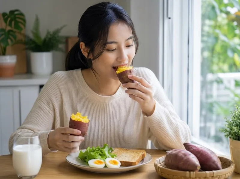 Khẩu phần khoai lang 100–200 g có thể kết hợp cùng thực phẩm khác