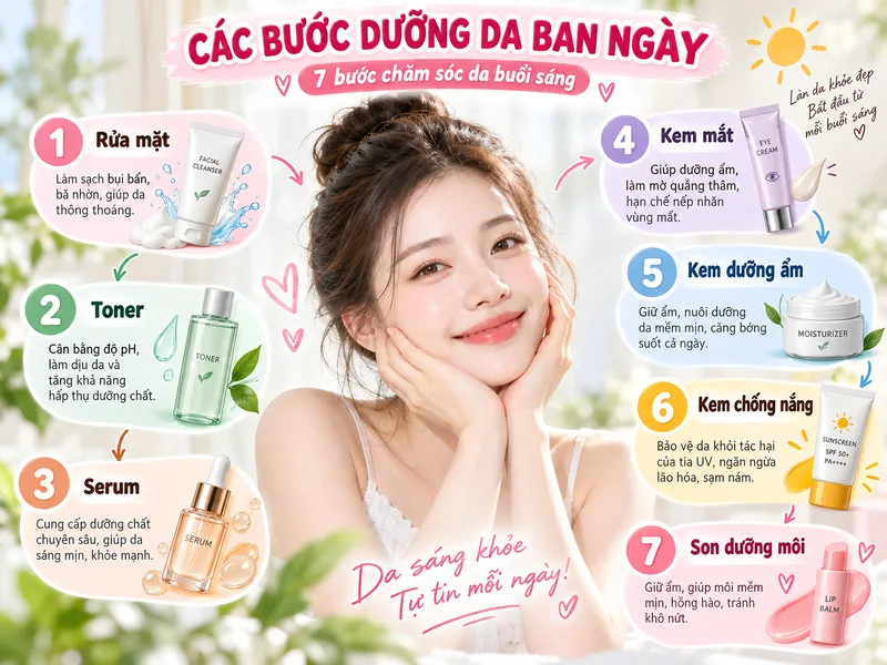Thực hiện các bước dưỡng da ban ngày đúng thứ tự để chăm sóc da